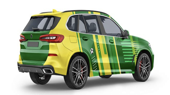 Yellow and green Garland Vehicle Wrap Material , 160g Air Bubble Free Autozone Vinyl Wrap Film