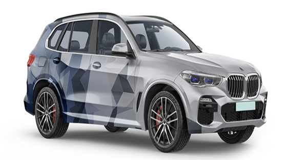 Quadrangle in grey and blue Plastic Wrap For Cars , 160g Polymeric Vinyl Automotive Wrap Material