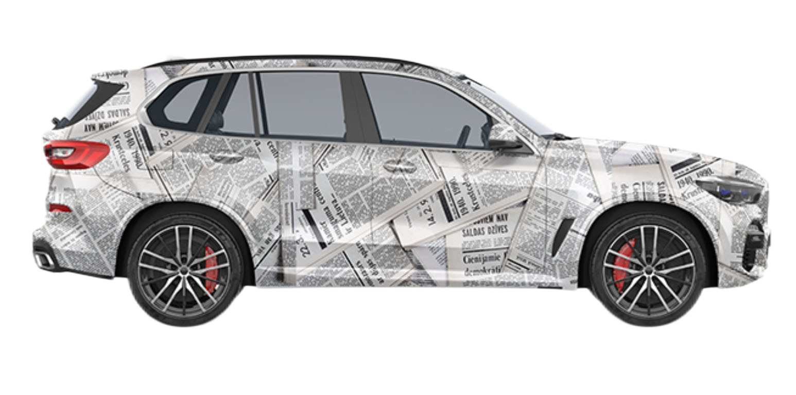 Newspaper Type Car Wrap Film 1.52*18m Bubble Free Vinyl Roll Glossy Surface