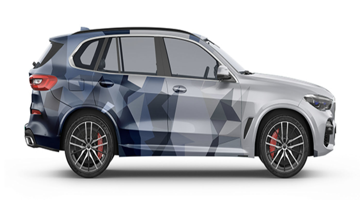 Quadrangle in grey and blue Plastic Wrap For Cars , 160g Polymeric Vinyl Automotive Wrap Material