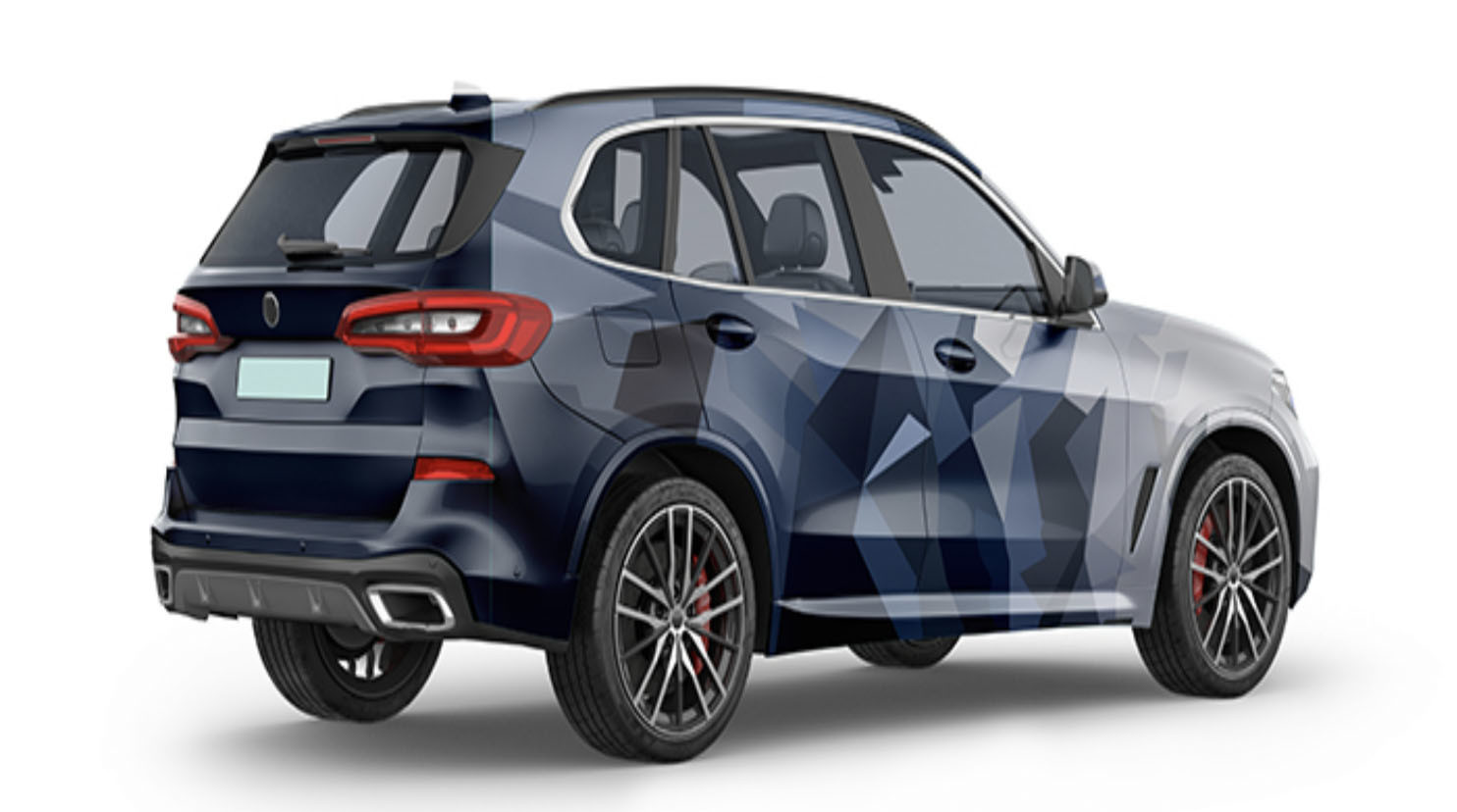 Quadrangle in grey and blue Plastic Wrap For Cars , 160g Polymeric Vinyl Automotive Wrap Material