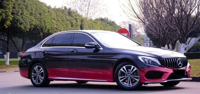 Gradient Black And Pink Auto Film Wrap 30 Micron PE Layer Benz Model