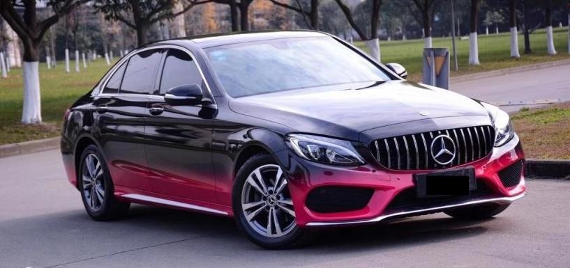 Gradient Black And Pink Auto Film Wrap 30 Micron PE Layer Benz Model