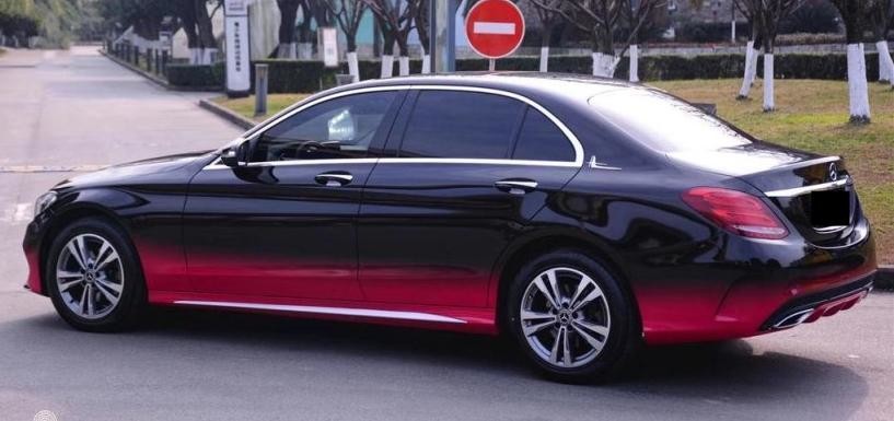 Gradient Black And Pink Auto Film Wrap 30 Micron PE Layer Benz Model